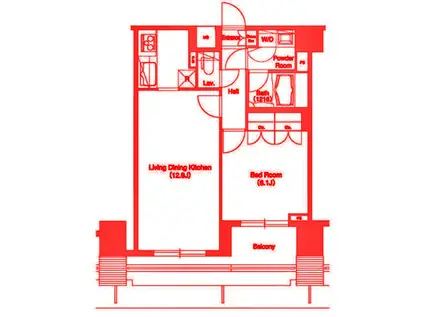 グラマシー横濱関内(1LDK/10階)の間取り写真