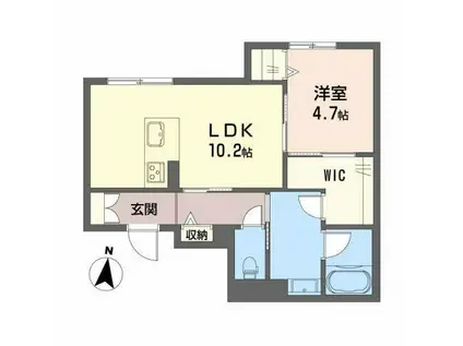 ALOHA O.E(1LDK/1階)の間取り写真