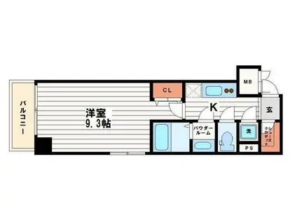 アーバンフラッツ心斎橋 (1K/13階)の間取り写真