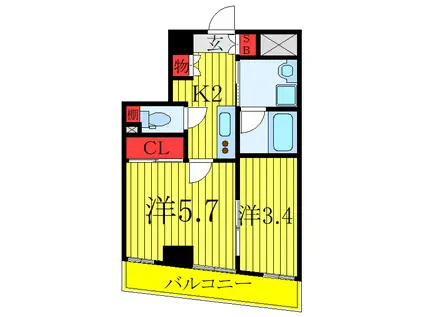 ヴェルデ上池袋(2K/2階)の間取り写真