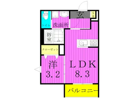 YUI TERRACEII(1LDK/1階)の間取り写真