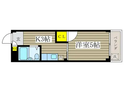 イーストハイツ(1K/3階)の間取り写真