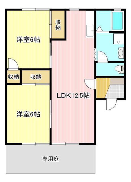 ソ・レーユB(2LDK/1階)の間取り写真