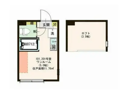 ハーモニーテラス・エスポワール南小岩(ワンルーム/1階)の間取り写真