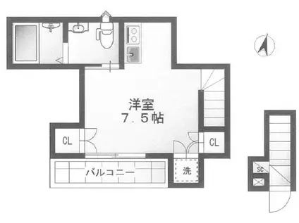 GLANZ千駄木ノース(ワンルーム/1階)の間取り写真