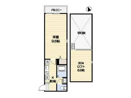 アクアプレイス武蔵小金井(1K/3階)の間取り写真