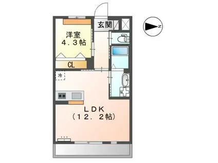 セレーノII(1LDK/2階)の間取り写真
