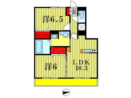 フォレストI(2LDK/2階)の間取り写真