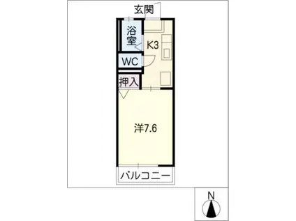 シャルマン尾崎山(1K/2階)の間取り写真