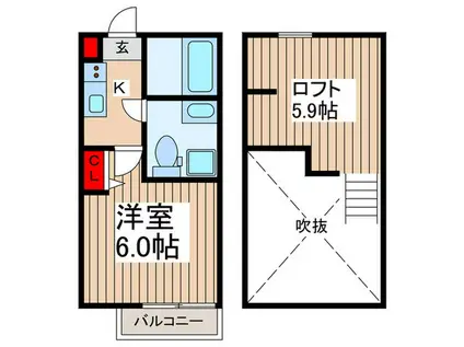 PLUMERIE東浦和(1K/1階)の間取り写真