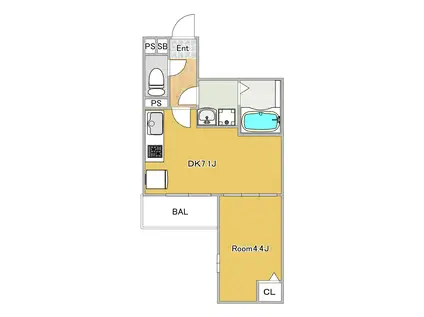 アクロス大和田アパートメントIV(1DK/1階)の間取り写真