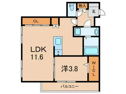 MICAELENOKURAKUEN(1LDK/3階)の間取り写真