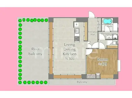 センチュリー鹿沼(1LDK/12階)の間取り写真