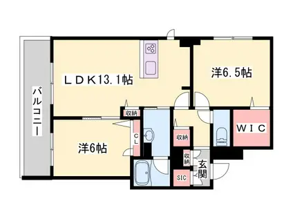 シャーメゾン クレア南今宿(2LDK/2階)の間取り写真