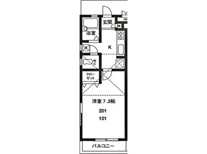 チェルシー(1K/1階)の間取り写真