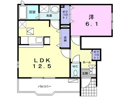 ノーブル(1LDK/1階)の間取り写真