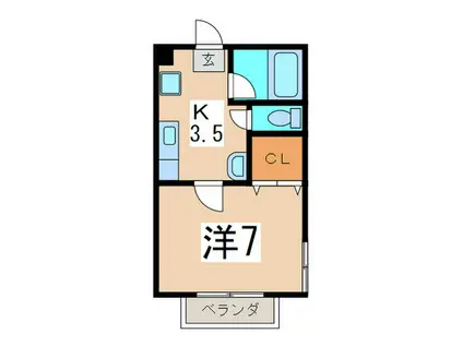 ハイツコスモス(1K/2階)の間取り写真