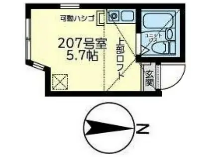 ユナイト川崎ロゼッタストーン(ワンルーム/2階)の間取り写真