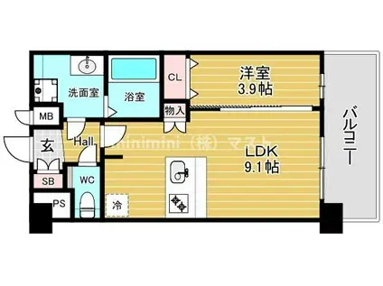 アドバンス大阪クラージュ(1LDK/8階)の間取り写真