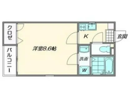 クレフラスト唐原A(1K/1階)の間取り写真