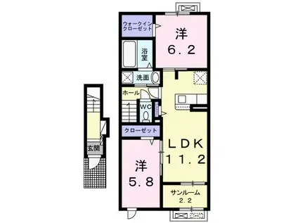 セイバリーA(2LDK/2階)の間取り写真