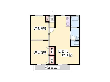 フレグランスH・M(2LDK/2階)の間取り写真