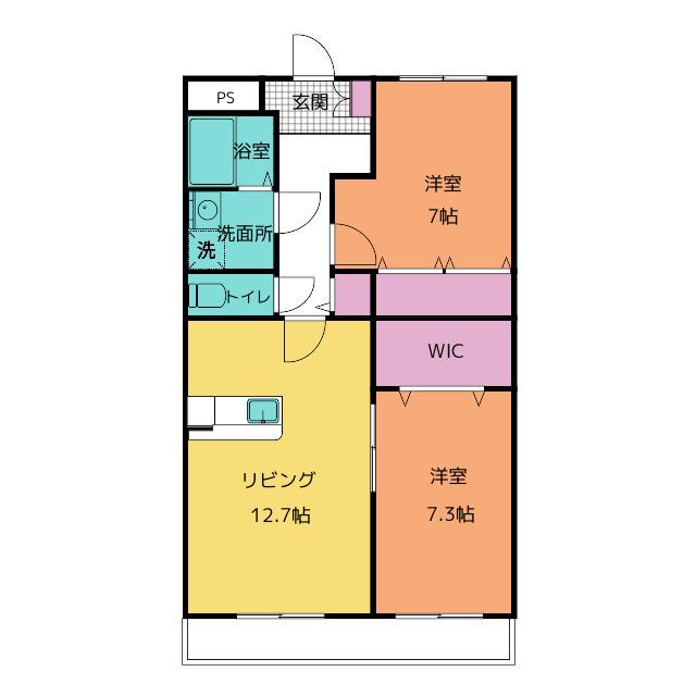 ルミエール(2LDK/2階)の間取り写真