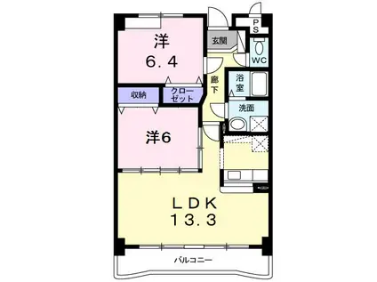 ロジュマンエス(2LDK/2階)の間取り写真