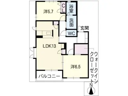 青柳ガーデンハイム(2LDK/1階)の間取り写真
