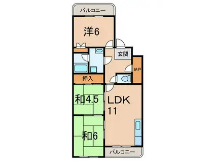 フロール桃山台(3LDK/3階)の間取り写真