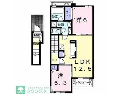 アルカンシエル(2LDK/2階)の間取り写真