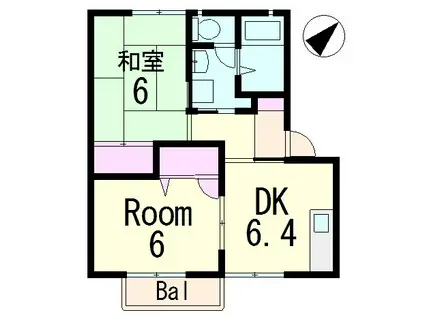 フレグランスサンサンB(2DK/1階)の間取り写真