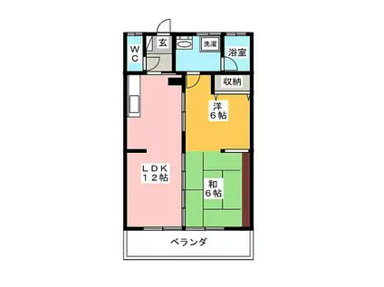 小田急小田原線 螢田駅 徒歩25分 2階建 築50年(2LDK/2階)の間取り写真