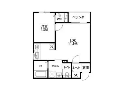 フューチャー白山(1LDK/3階)の間取り写真