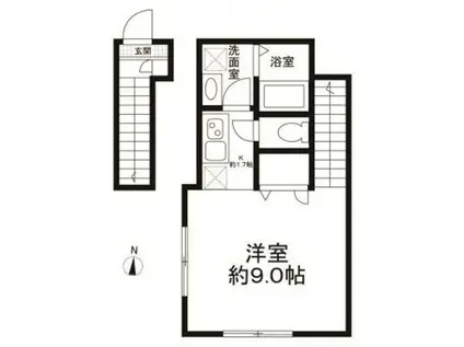 ピエールブラン(ワンルーム/2階)の間取り写真