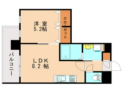 エンクレスト博多PARKSIDE(1LDK/5階)の間取り写真