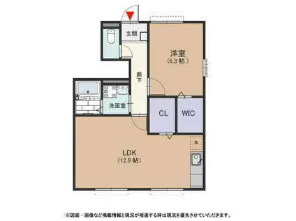 グリーンハット B棟(1LDK/1階)の間取り写真