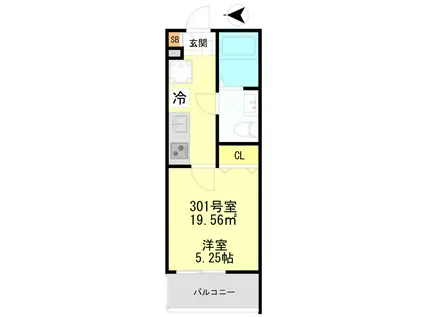 シーエフジオーレ大師東門前(1K/3階)の間取り写真