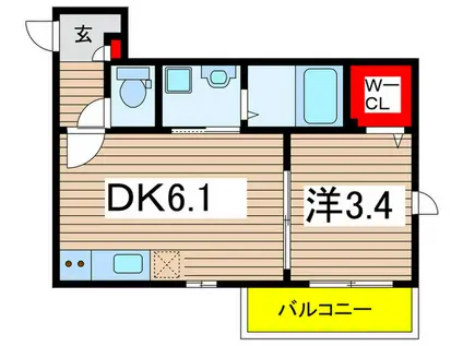 グランディール(1DK/3階)の間取り写真