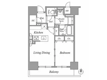 テラス押上(1DK/10階)の間取り写真