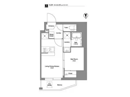 BPRレジデンス王子(1DK/12階)の間取り写真