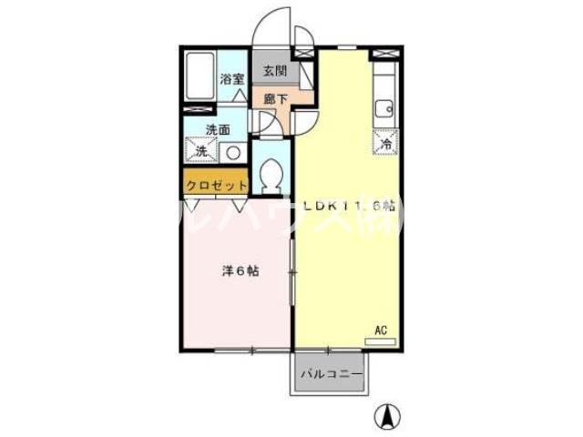 アムール上峰(1LDK/1階)の間取り写真