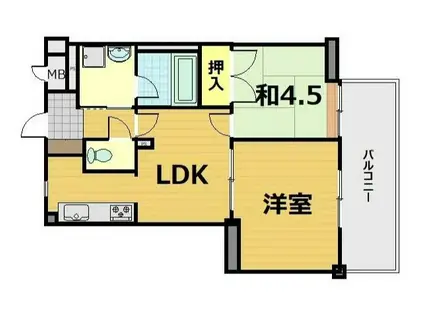 リエス蟹ヶ谷(2DK/7階)の間取り写真