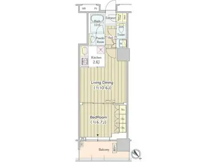 ユニゾンタワー(1LDK/24階)の間取り写真
