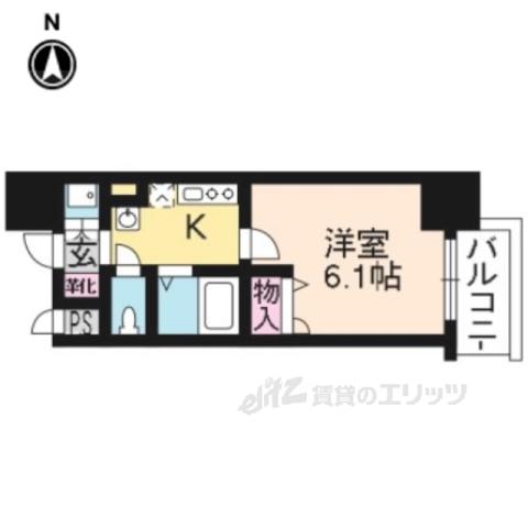 ラナップスクエア京都西陣(1K/9階)の間取り写真