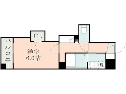 SーRESIDENCE鴨池PRIMO(1K/2階)の間取り写真