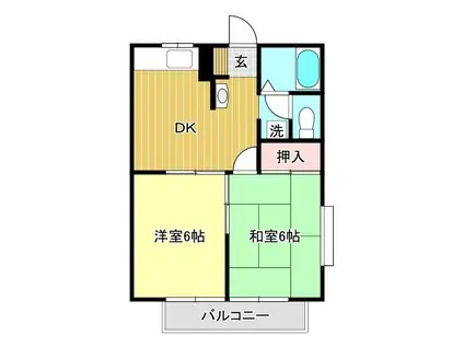 ノースフィールドI(2DK/1階)の間取り写真