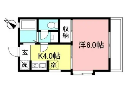 サンハイムA棟(1K/2階)の間取り写真