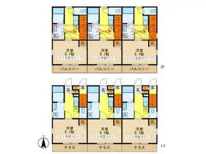 WEBASE(1K/2階)の間取り写真