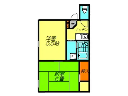 原田ビル(2K/4階)の間取り写真